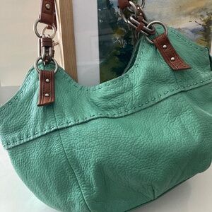 The SAK Aqua(Blue-Green) Leather Hobo Handbag